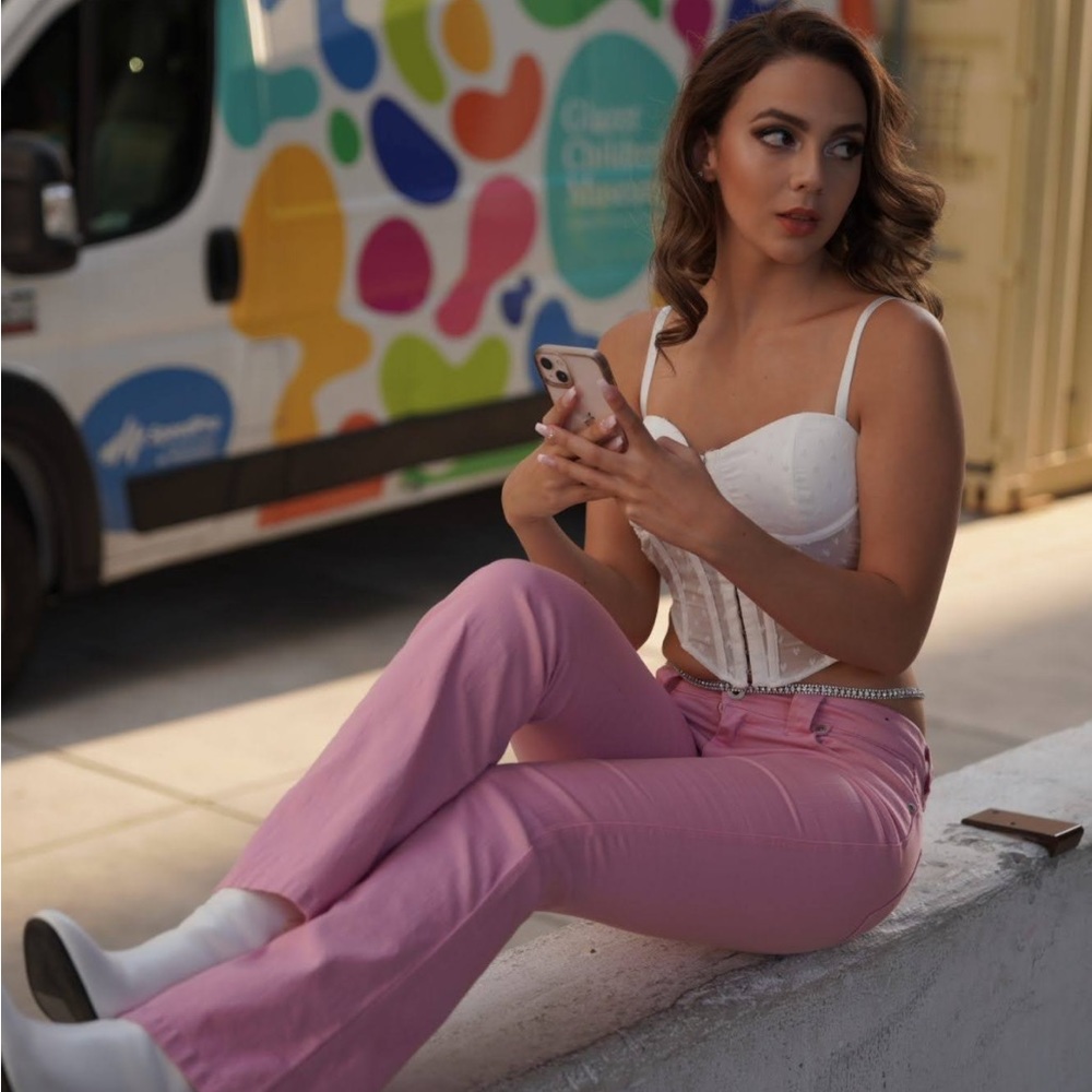 Cowgirl bell bottoms low waisted baby pink